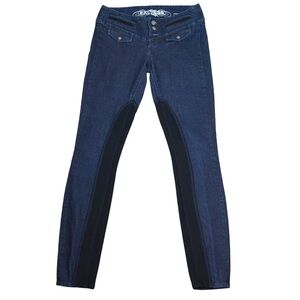 EXPRESS Stella Low Rise Black Panel Knit Inset‎ Leggings, Size 6 Medium Wash